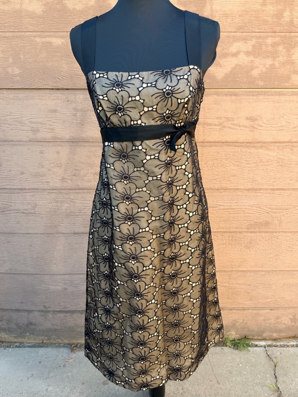 MaxMara Black Lace-Overlay Midi Dress with Nude Underlay midi dress
